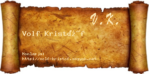 Volf Kristóf névjegykártya
