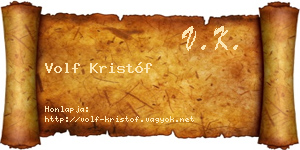 Volf Kristóf névjegykártya